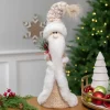 Santa Gnome Holding Pine Sprigs in Plush Winter Hat Christmas Figure - 19"