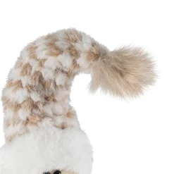 Santa Gnome Holding Pine Sprigs in Plush Winter Hat Christmas Figure - 19