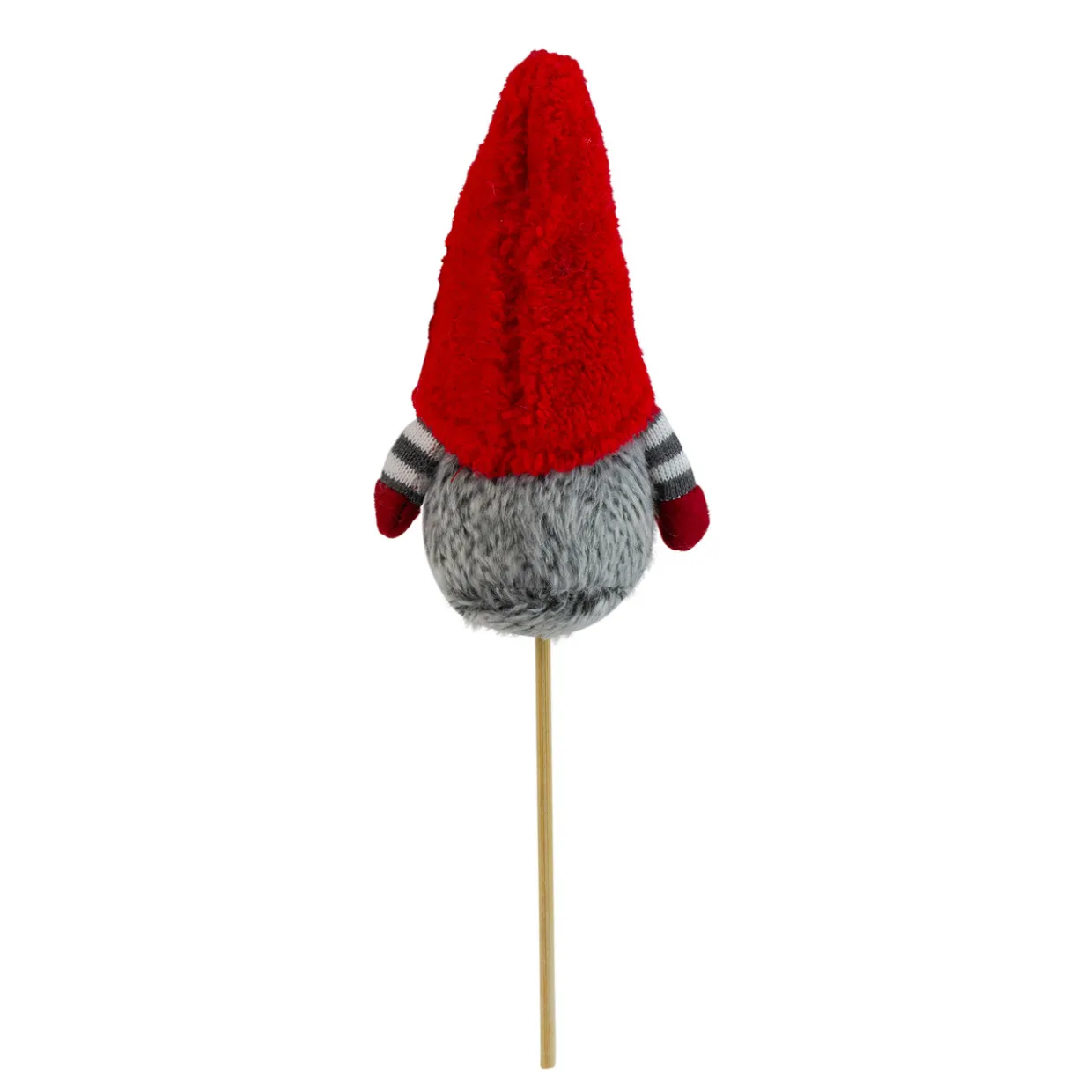 Santa Gnome with Hat Christmas Pick - 11.5" - Gray and Red