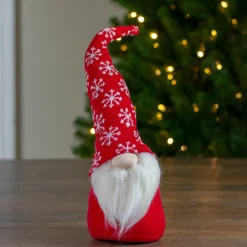Santa Gnome with Snowflake Hat Christmas Figure - 8" - Red