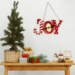 Santa Hat and Belt "Joy" Christmas Wall Sign - 12.25"