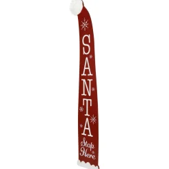 Santa Stop Here Christmas Hat Porch Sign - 35