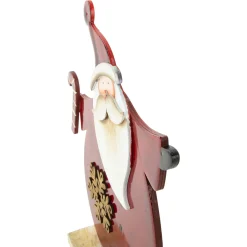 Santa with Candy Cane and Snowflake Wooden Christmas Decoration - 12