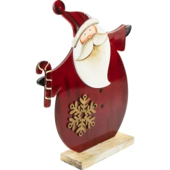 Santa with Candy Cane and Snowflake Wooden Christmas Decoration - 12