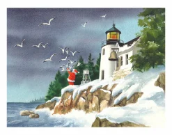 Seashore Santa Winter Scene Wall Decor Art Print