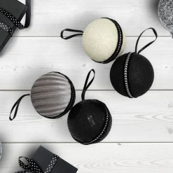 Sequin and Glitter Christmas Ball Ornaments with Ribbon - 2.75