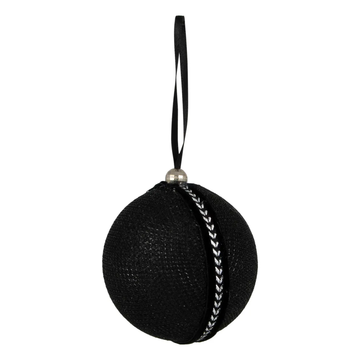 Sequin and Glitter Christmas Ball Ornaments with Ribbon - 2.75" - Black - Set of 4