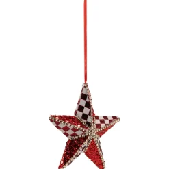Sequined and Checkered Star Christmas Ornament - 6
