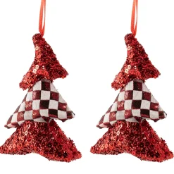 Sequined and Checkered Tree Christmas Ornaments - 5