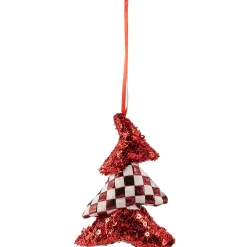 Sequined and Checkered Tree Christmas Ornaments - 5