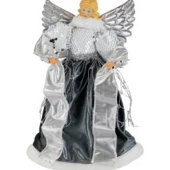 Sequined Angel with Wings Christmas Tree Topper Unlit - 12"