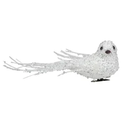 Sequined Bird Christmas Clip-on Ornament - 7.5" - White