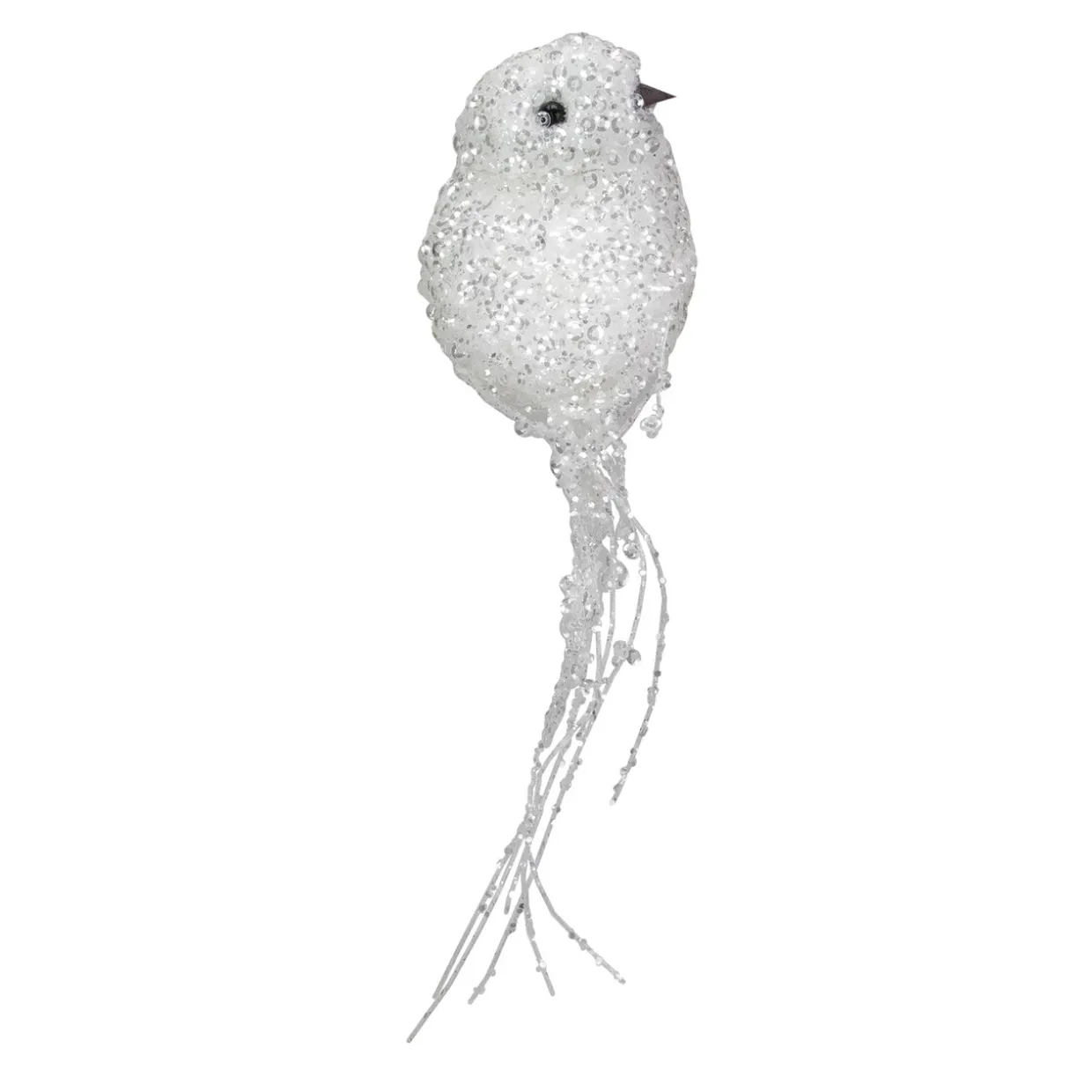 Sequined Bird Christmas Clip-on Ornament - 7.5" - White