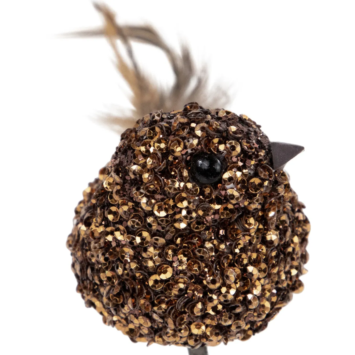 Sequined Bird Christmas Clip-on Ornament - 6.5" - Bronze-tone