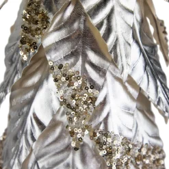 Sequined Layered Leaves Christmas Cone Tree - 26