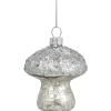 Sequined Mercury Glass Mushroom Christmas Ornament - 3.5" - Silver Finish