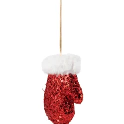 Sequined Winter Mitten with Plush Trim Christmas Ornament - 6
