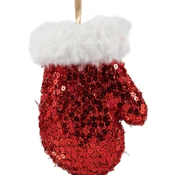 Sequined Winter Mitten with Plush Trim Christmas Ornament - 6