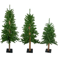 Set of 3 Alpine Artificial Christmas Trees 3', 4'and 5'- Unlit