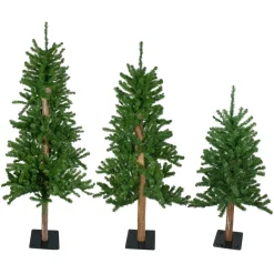 Set of 3 Alpine Artificial Christmas Trees 4', 5' and 6' - Unlit