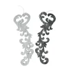 Set of 2 Black and Gray Scrollwork Christmas Ornaments 10.5"