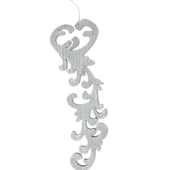 Set of 2 Black and Gray Scrollwork Christmas Ornaments 10.5