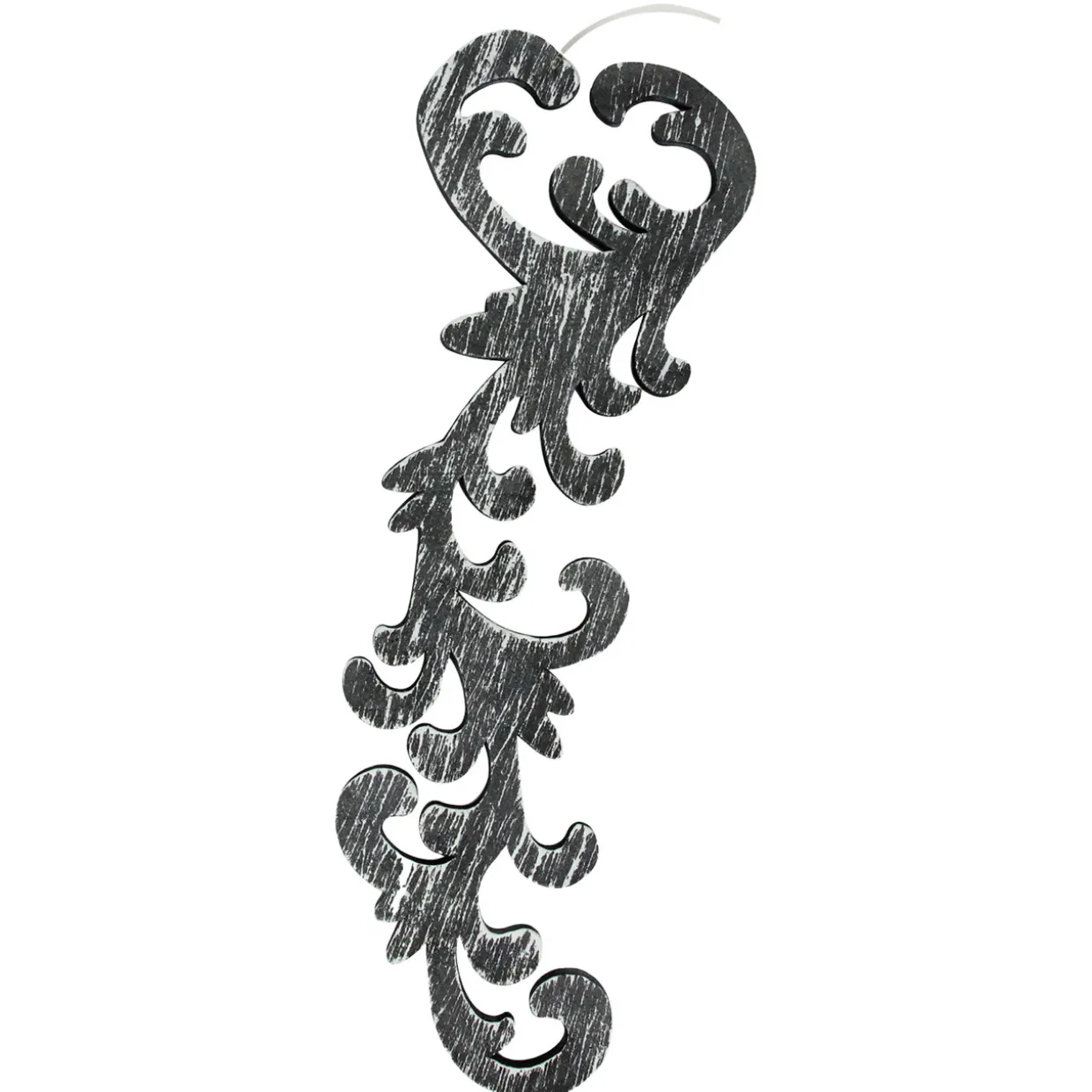 Set of 2 Black and Gray Scrollwork Christmas Ornaments 10.5"