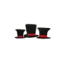 Set of 3 Black Velveteen Wrapped Top Hat Christmas Table Decorations 7"