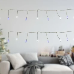 Set of 40 Blue and White LED Fairy Christmas Lights with Remote Control 6’