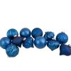 Set of 12 Blue Finial and Glass Ball Christmas Ornaments