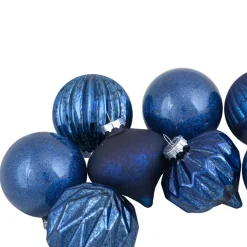 Set of 12 Blue Finial and Glass Ball Christmas Ornaments