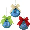 Set of 3 Blue Ford Logo Collectible Glass Christmas Ball Ornaments 3"