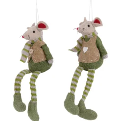 Set of 2 Boy and Girl Mice Christmas Ornaments 7.5