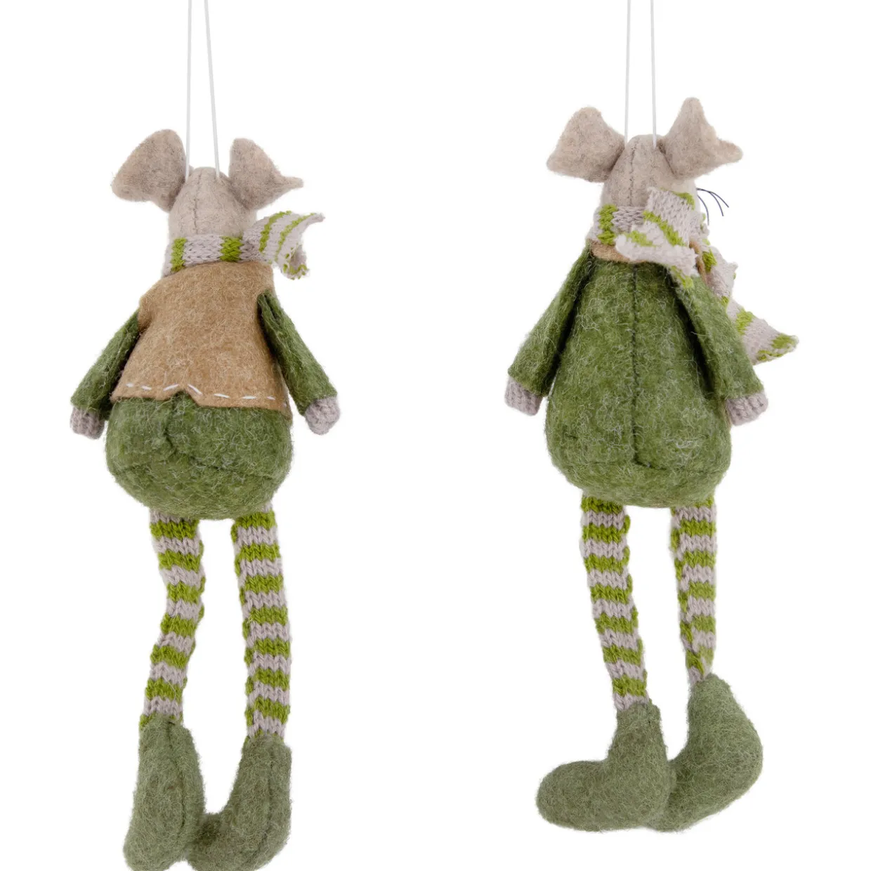 Set of 2 Boy and Girl Mice Christmas Ornaments 7.5"