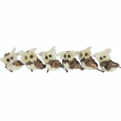 Set of 6 Brown and Ivory Sisal Owls Christmas Ornaments, 2.25"