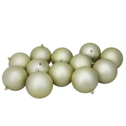 Set of 12 Champagne Gold Shatterproof Matte Christmas Ball Ornaments 4"