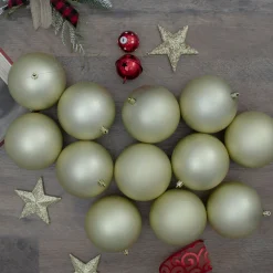 Set of 12 Champagne Gold Shatterproof Matte Christmas Ball Ornaments 4"