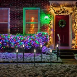 Set of 15 Clear Lighted C9 Shape Christmas Pathway Markers, Green Wire