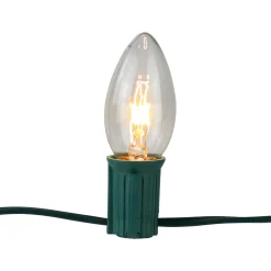 Set of 15 Clear Lighted C9 Shape Christmas Pathway Markers, Green Wire