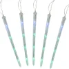 Set of 5 Color Changing Cascading Icicle Christmas Light Tubes - 13 ft Clear Wire