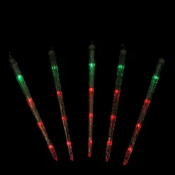 Set of 5 Color Changing Cascading Icicle Christmas Light Tubes - 13 ft Clear Wire