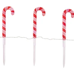 Set of 3 Color Changing LED Candy Cane Christmas Pathway Markers 11"