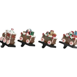 Set of 4 Gingerbread Train Christmas Stocking Holders 4.75