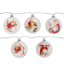Set of 5 Glass Norman Rockwell Christmas Disc Lights