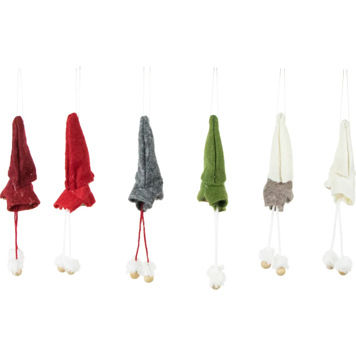 Set of 6 Gnomes with Stars Plush Christmas Ornaments 5"