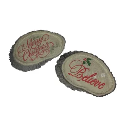 Set of 2 Gray and Red Tree Trunk Christmas Wall Plaques 12.5"