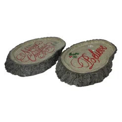 Set of 2 Gray and Red Tree Trunk Christmas Wall Plaques 12.5"