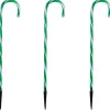 Set of 3 Green and White Twinkle Candy Cane Pathway Markers 26"