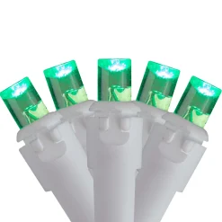 Set of 70 Green LED Wide Angle Icicle Christmas Lights - 6ft White Wire