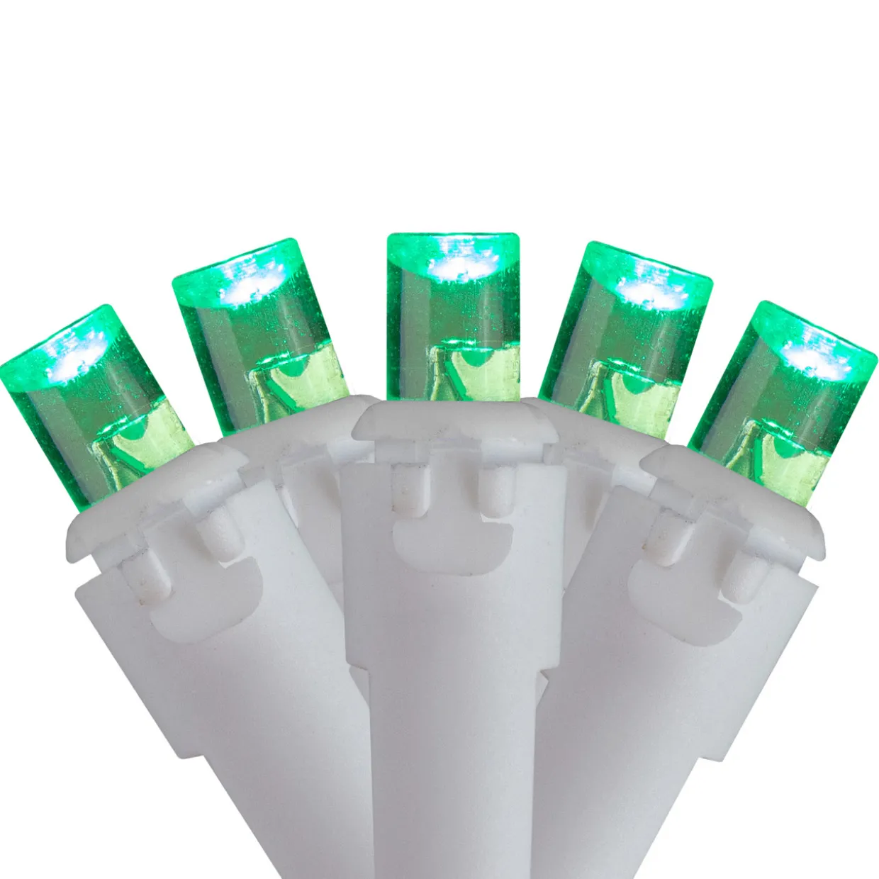 Set of 70 Green LED Wide Angle Icicle Christmas Lights - 6ft White Wire